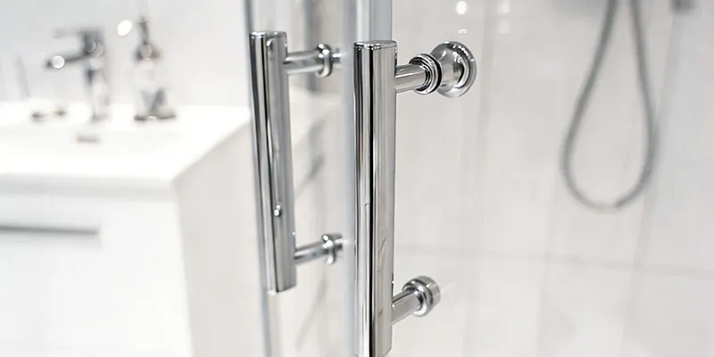 Stainless steel back to back door handles finish and mounting sample