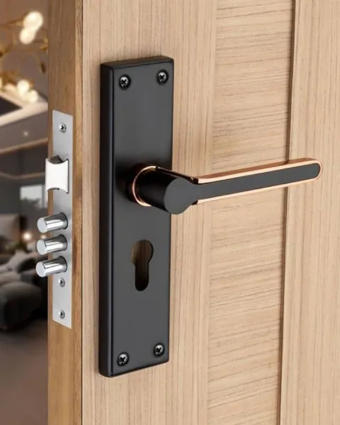 Aluminum door handle with lock and mortise interface reference